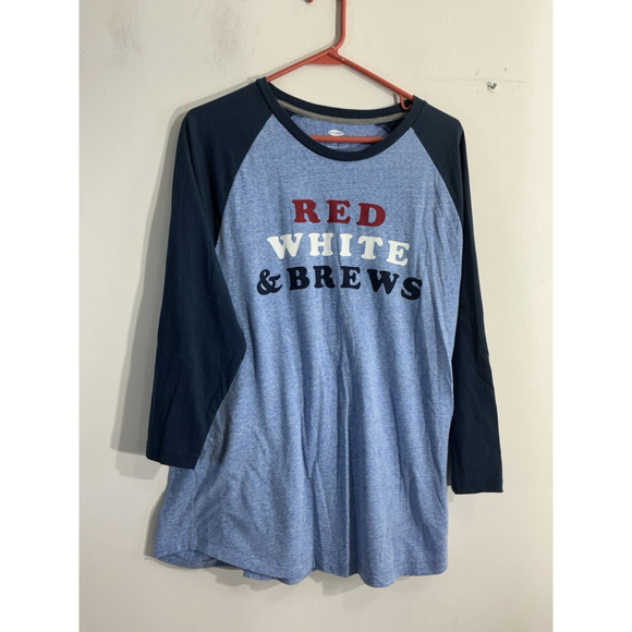 Adult Old Navy Pullover T Shirt Large 3/4 Sleeve Multicolor Graphic - Picture 1 of 9